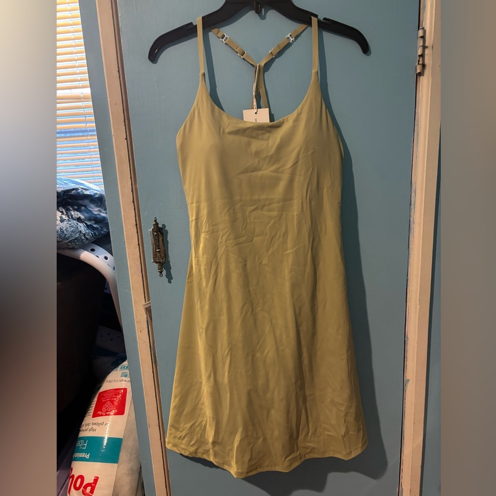 HALARA Olive Green Dress with Spaghetti Straps